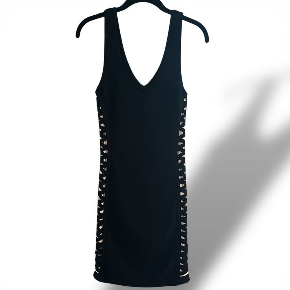 Bebe Black Bodycon Mini Dress V-Neck Sleeveless
